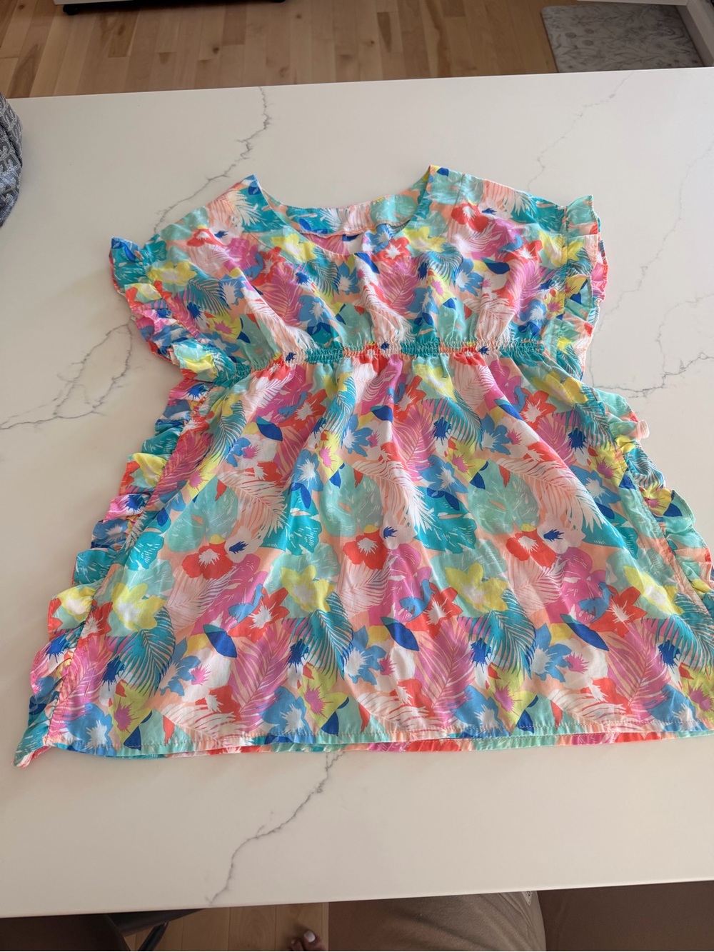 Cat & Jack Tropical Floral Swim Coverup - Pink Blue Yellow